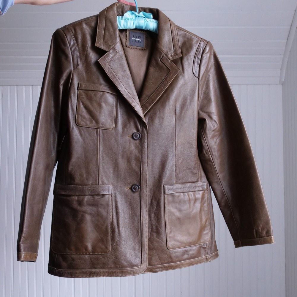 90s/y2k WhetBlu NYC cocoa brown leather blazer
